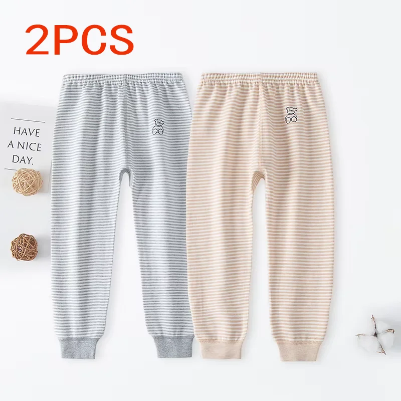 2026 Autumn 2PCS For Children's Long Johns Boys and Girls Leggings Pure Cotton Thermal Long Pants Baby Cotton Wool Pants Class A
