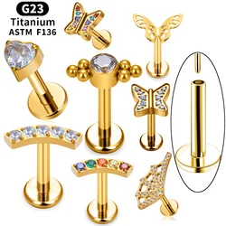 ASTM F136 G23 Titanium Threadless Labret Studs Piercing 16G Push Pin Cartilage Ear Tragus Helix Piercing Earrings Stud Jewelry