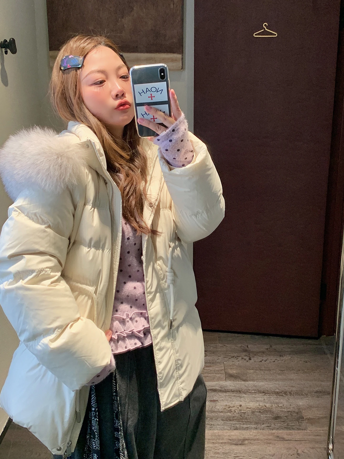 

Женская удлиненная куртка Dazi с меховым воротником, повседневная, теплая, из нейлоновой ткани, с длинными рукавами, на молнии