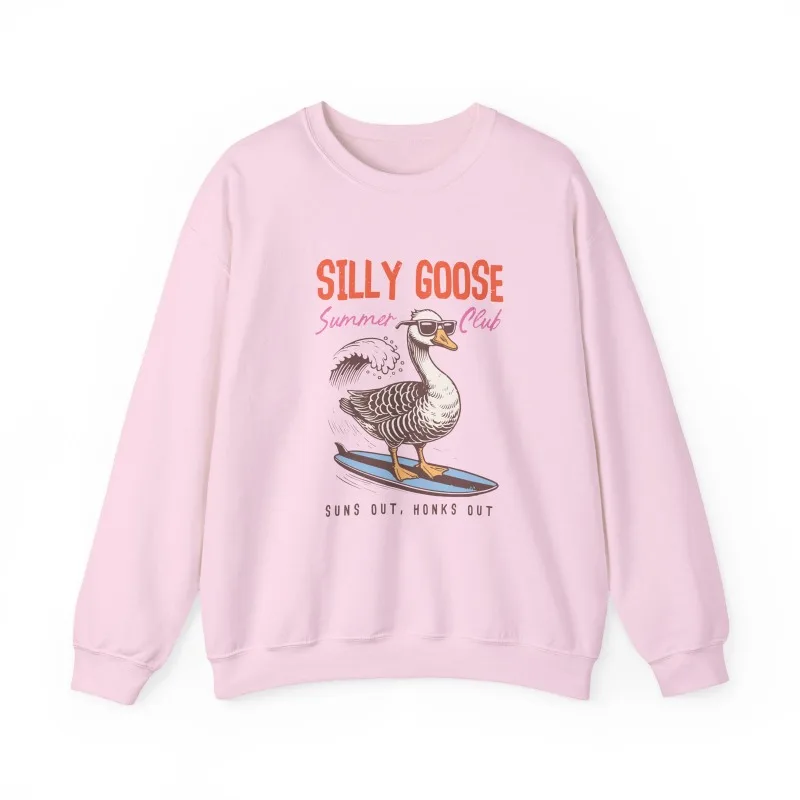 سخيفة أوزة البلوز الصيف | سترة بغطاء للرأس هدية ممتعة للجنسين من Beach Vibes بياقة دائرية وأكمام طويلة، ملابس علوية مريحة وناعمة #2