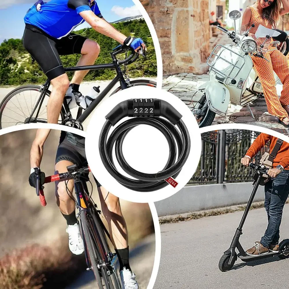 Bicycle lock with 4-digit password, anti-theft lock, bicycle safety accessories, steel cable bicycle lock image 3