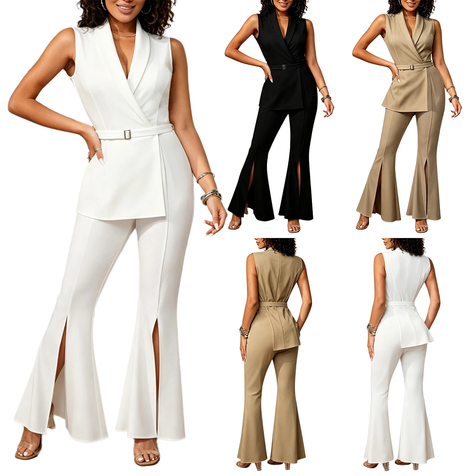 จั๊มสูทผู้หญิงแบบไม่มีแขน คอวี - Women Formal Wear Shop บทวิจารณ์และราคา