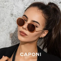 CAPONI Round Sunglasses Women Vintage Fashion Designer Brand Glasses Polarized UV400 Protection Sun Glasses For Women CP1859