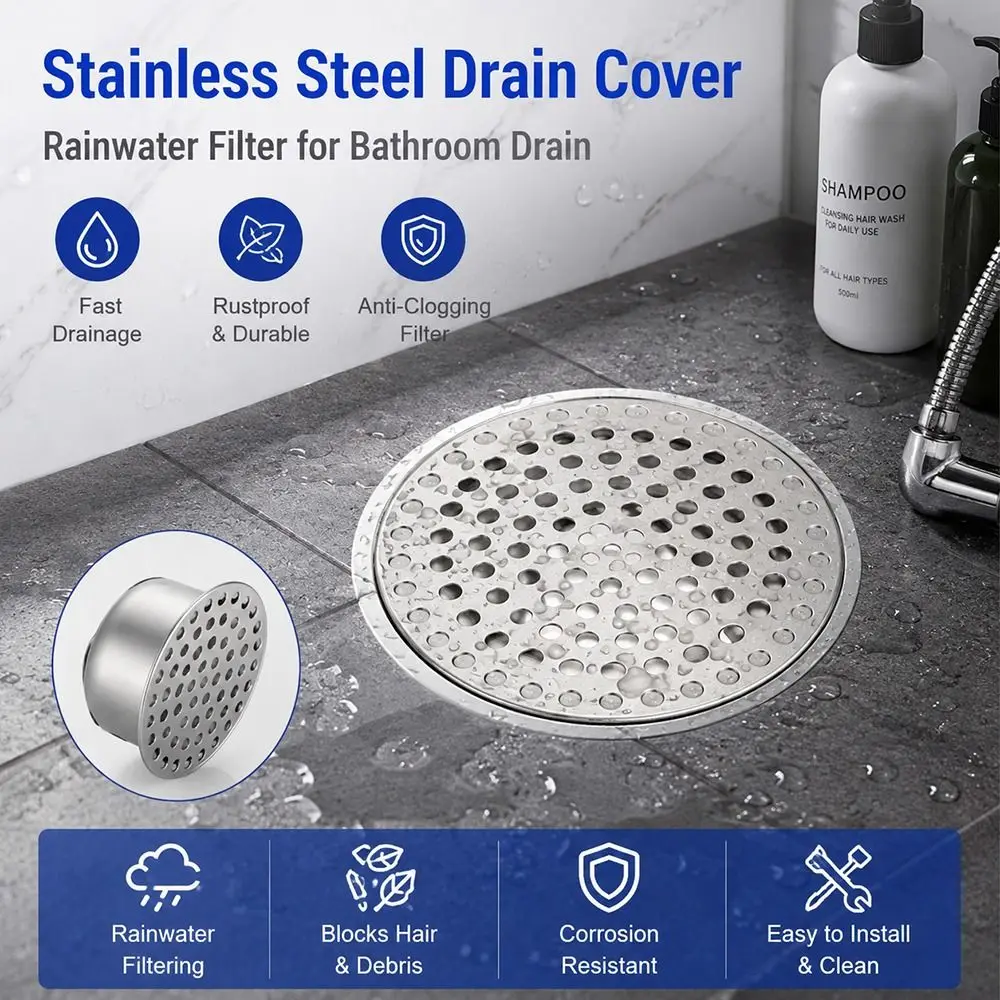 Round Hole Gutter Guard Net Anti-blocking SUS 304 Stainless Steel Drainage Mesh Cover Secondary Drainage Multifunctional