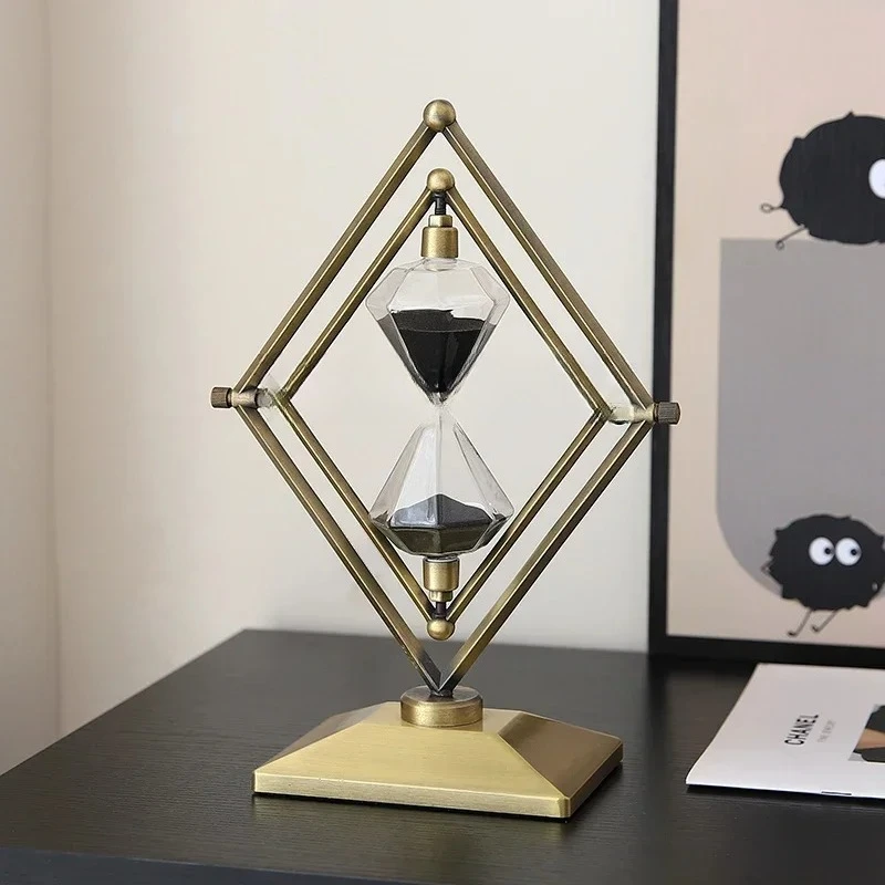 

Asmt52 Creative geometric time hourglass timer ornament light luxury soft decoration niche office study decoration