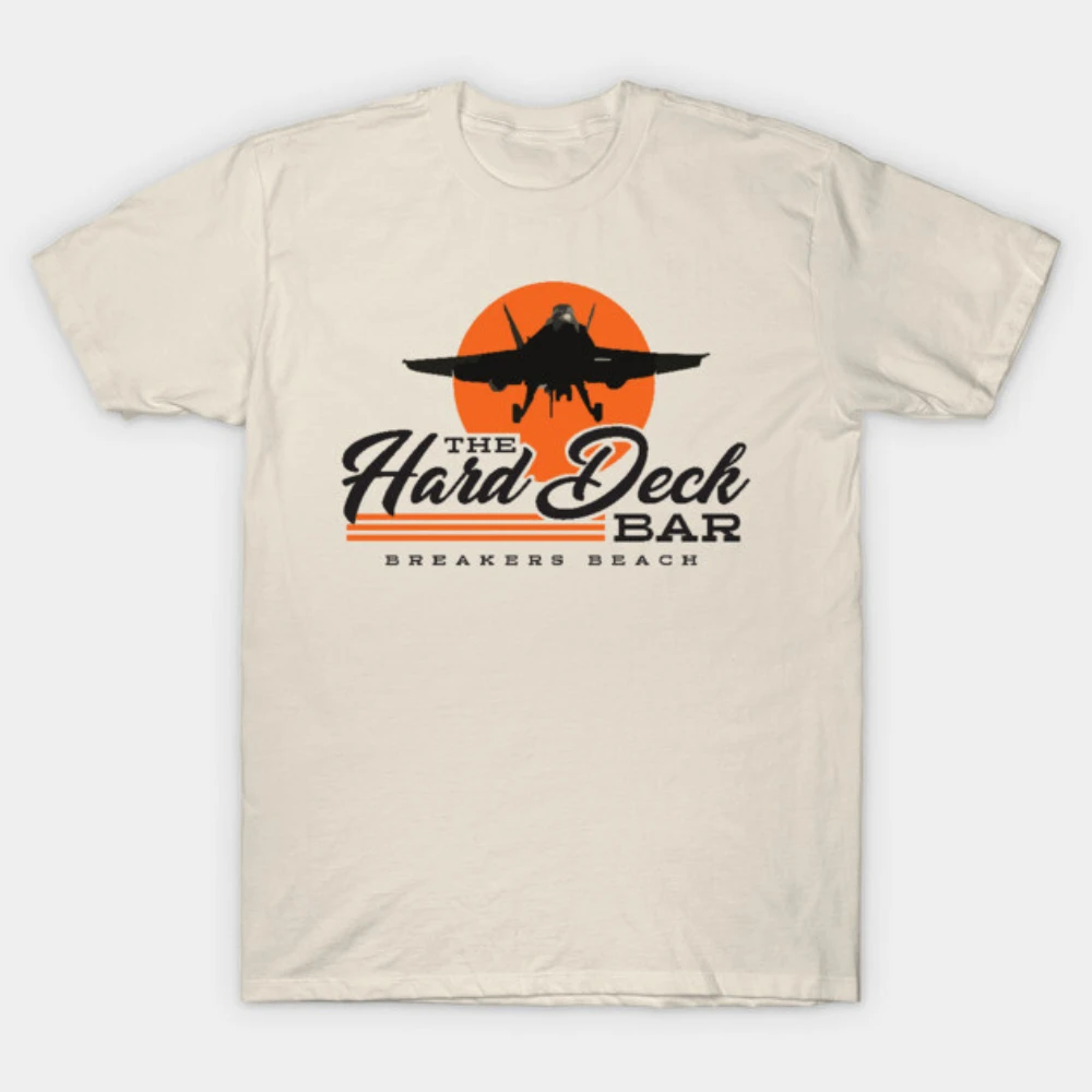 

Men Women 2026 Retro Script Hard Deck Bar F/A-18 Jet Silhouette Print Cotton Motorcycle T-shirt Top Gun Streetwear Clothes