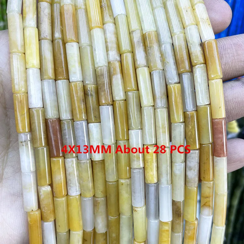 Natuursteen Topaas Geel Jades Rondelle Kubus Kolom Losse Ronde Spacer Kralen Voor Sieraden Maken DIY Armband Ketting Materiaal