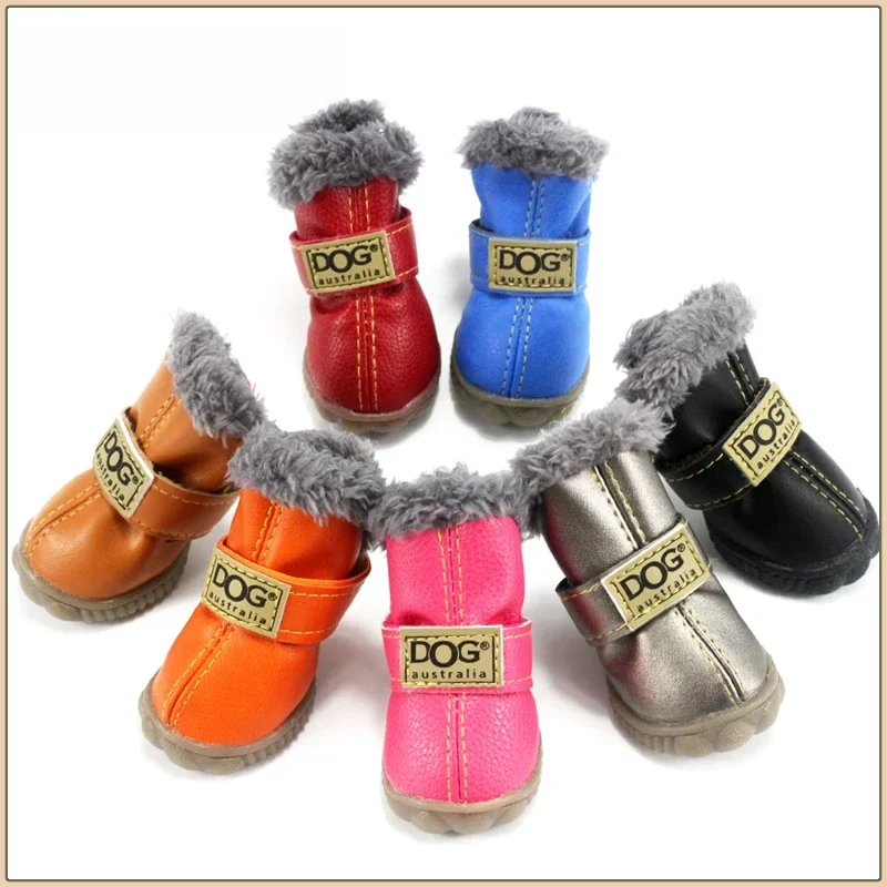 

For Pet Product,Winter Pet Dog Shoes Warm Snow Boots Waterproof Fur 4Pcs/Set Small Dogs Cotton Non Slip XS dog boots