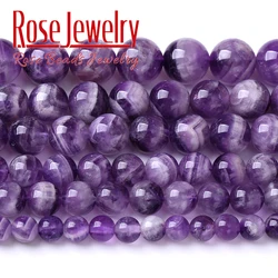 Wholesale Natural Stone Dream Lace Color Purple Amethysts Crystals Round Loose Beads 15