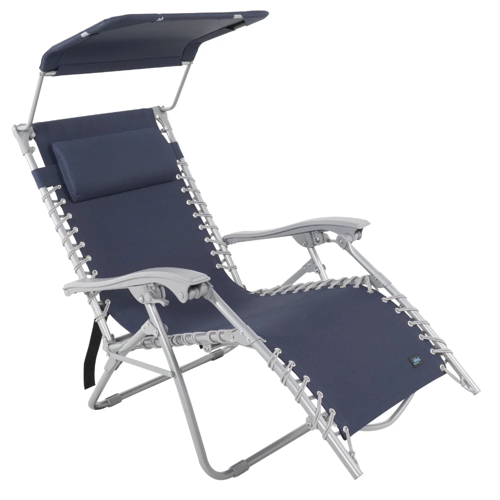 2023 Weather & Rust Resistant w/ Adjustable Canopy Sun-shade & Adjustable Pillow, 225 Lbs Capacity