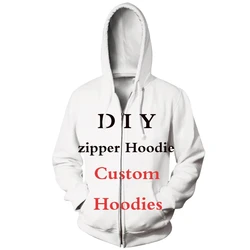 Custom Your Design Zip Up Hoodies For Men Personalized Anime Game Hoodie Customize Photo Tracksuit Dropshipping Zipper Hoody Top