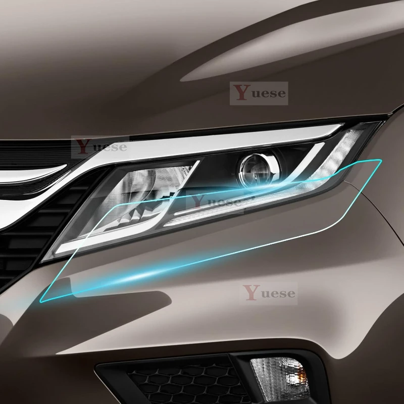 For Honda Odyssey 2018-2020 2 Pcs Car Headlight Protective Film Transparent Smoked Black TPU Sticker