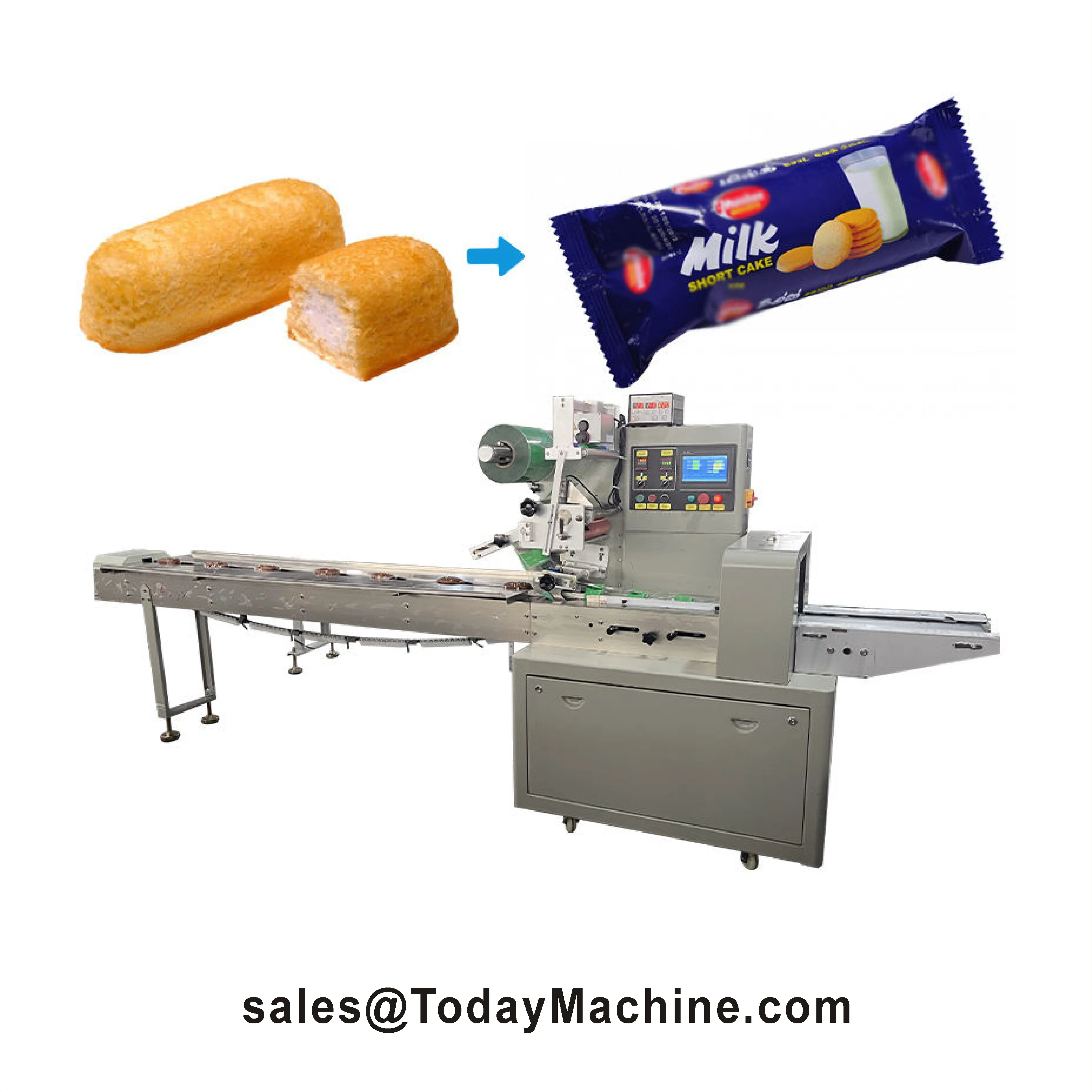 Horizontal Protein Energy Bar Flow Wrapping Packing Machines Chocolate Balls Granola Bar Pillow Packaging Machine