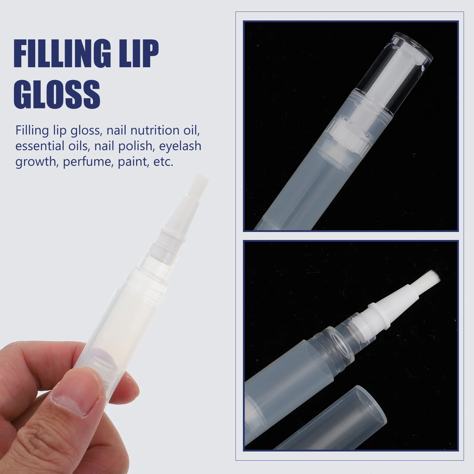 4 Pcs Refill Pen Lip Oil Nail Nutrition Reusable Essential Container Abs Tube Gloss Female Manicure Makeup Tool