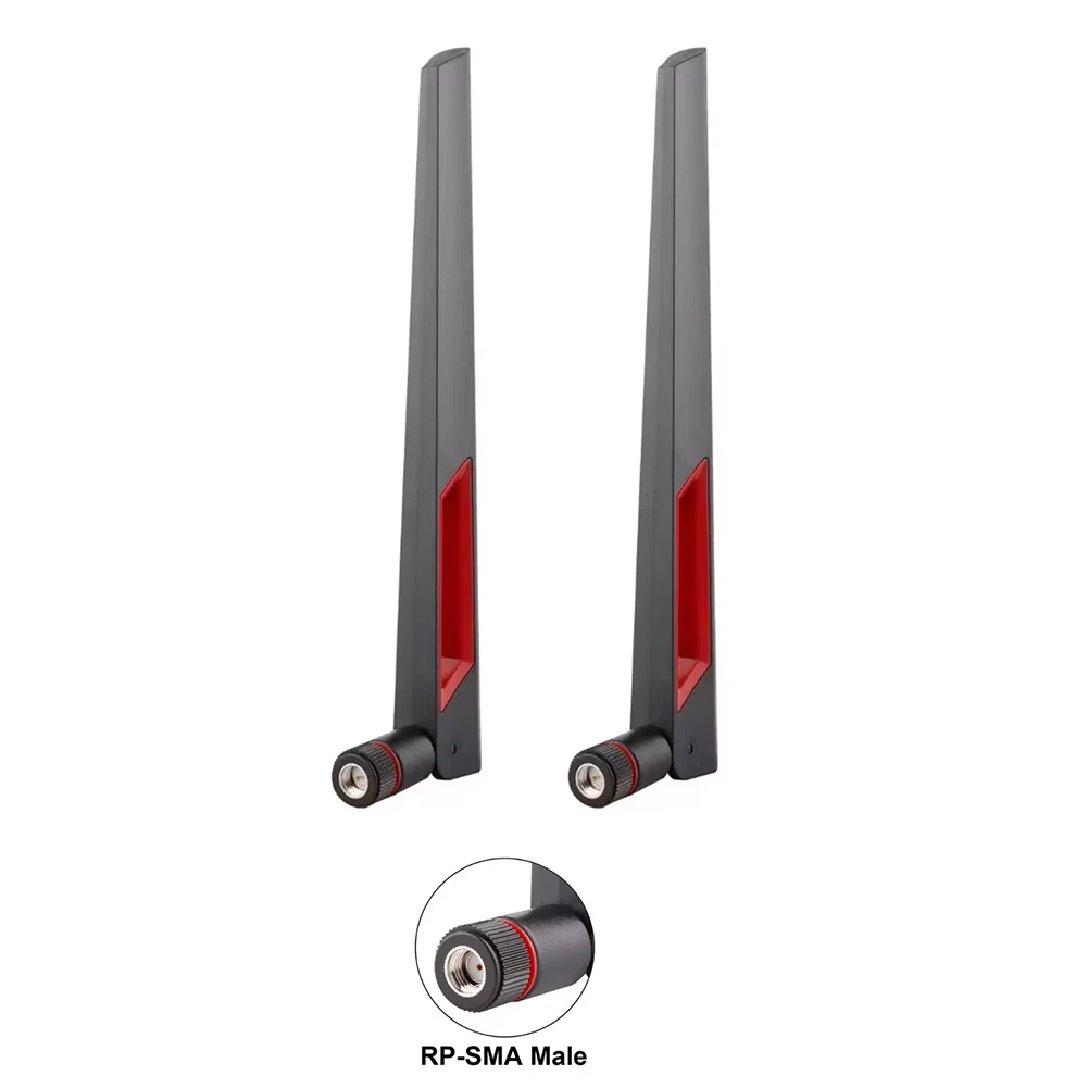 2pcs Black 6dBi Tri-Band for antenna for 2400-2500MHz 5150-5850MHz 5900-7125MHz Routers Wireless Cards and IP Security Cameras