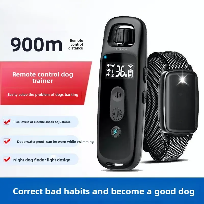 Remote Control Dog Trainer Anti Barking Collar Electric Shock Rechargeable for Small Medium Dogs Training Device