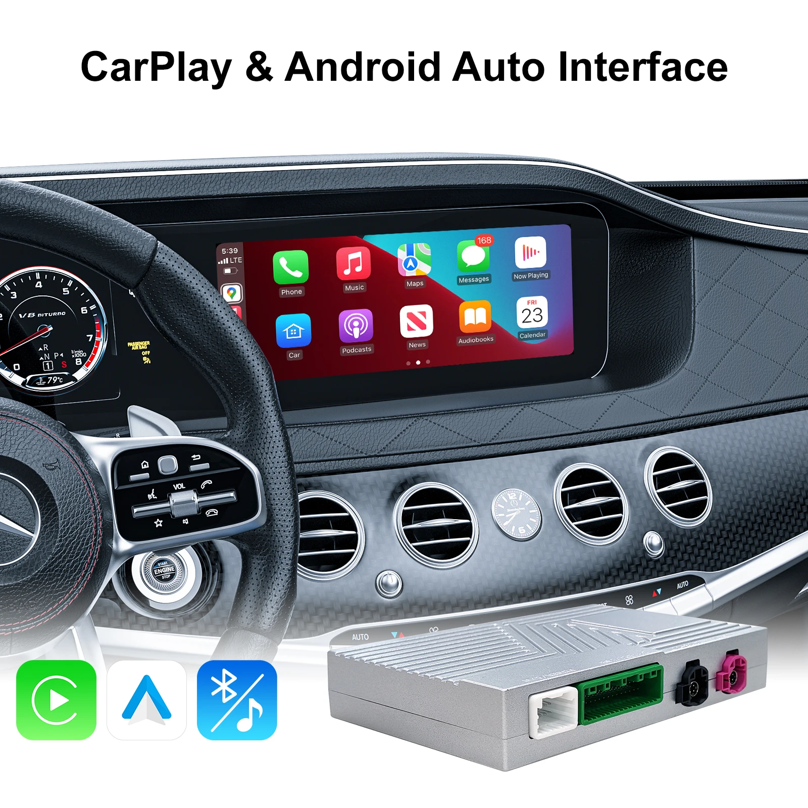 Ezonetronics Wireless CarPlay Android Auto Retrofit Kit Decoder Box for Mercedes Benz NTG 6.0 MBUX System 2019+