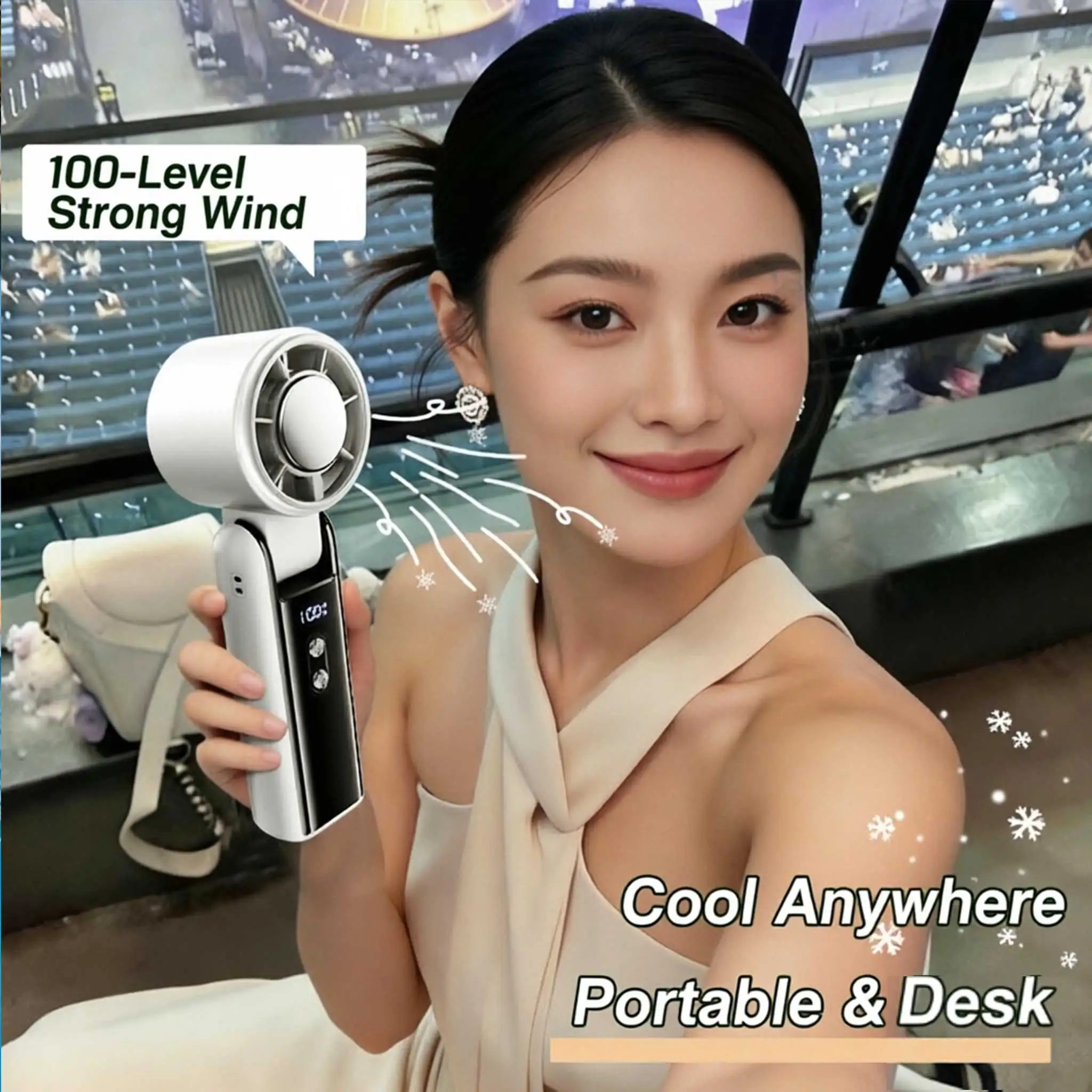 ハンディファン、小型アイスパック、超長バッテリー寿命、ミニポータブル学生用首掛け式屋外冷却ガジェット、充電式ファン