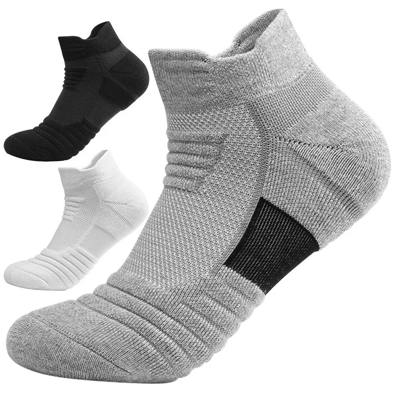 5 Pairs Men Cushion Performance Athletic Crew Socks Running Basketball Outdoor Sports Ankle Socks High Tube Autumn Winter Socks