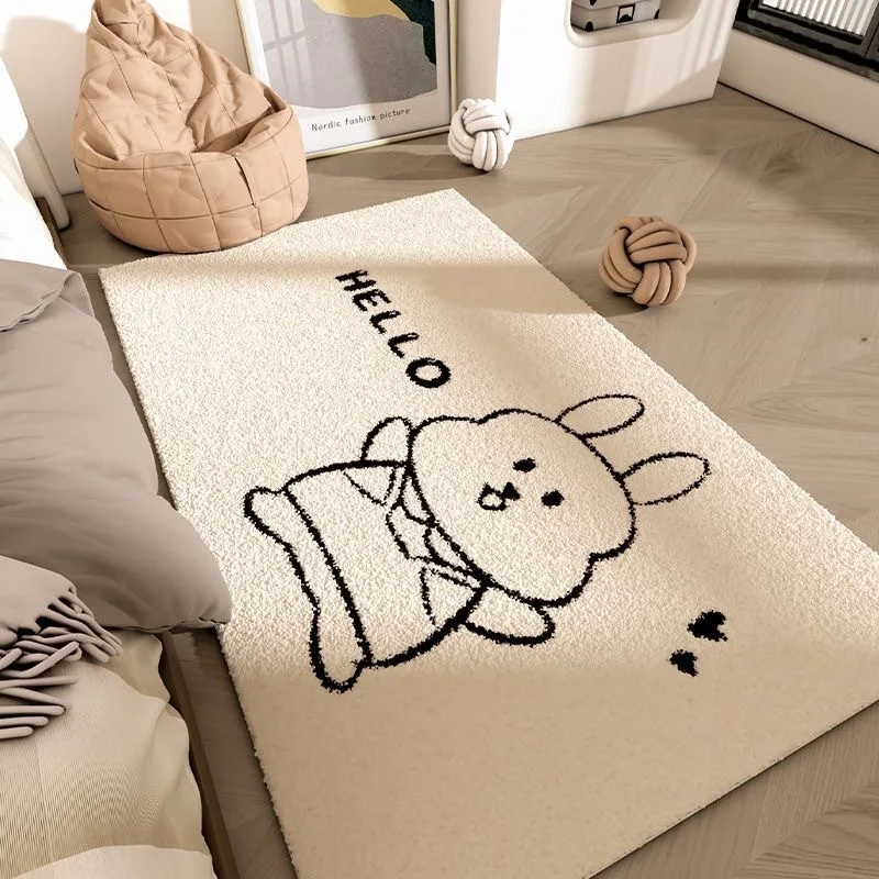 Simple Rabbit Living Room Blanket Sofa Foot Mat Advanced Sense Year Dirt Resistant Carpet Room Bedroom Bed Blanket Absorbent