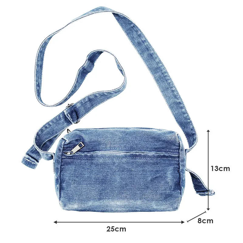 1 Pcs Vintage Denim Bag for Women Shoulder Bags Female Student Sports Crossbody Bag Large Capacity Small Square Package Girls