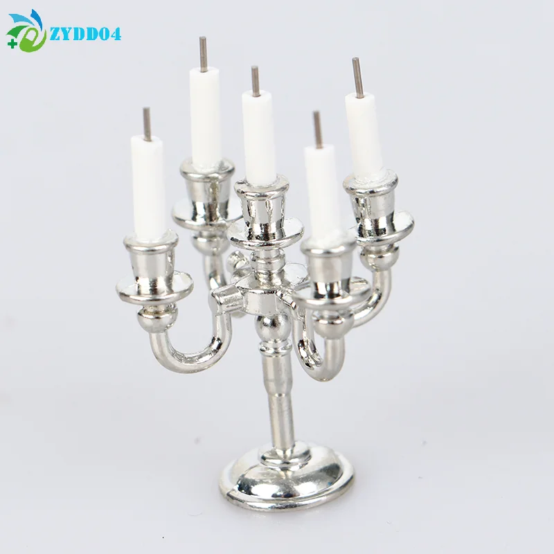 ● Świecznik do domku dla lalek 1:12, miniaturowy świecznik, akcesoria dla lalek, model sceny z zabawkami, rekwizyty fotograficzne, zabawka dla dzieci, prezent.