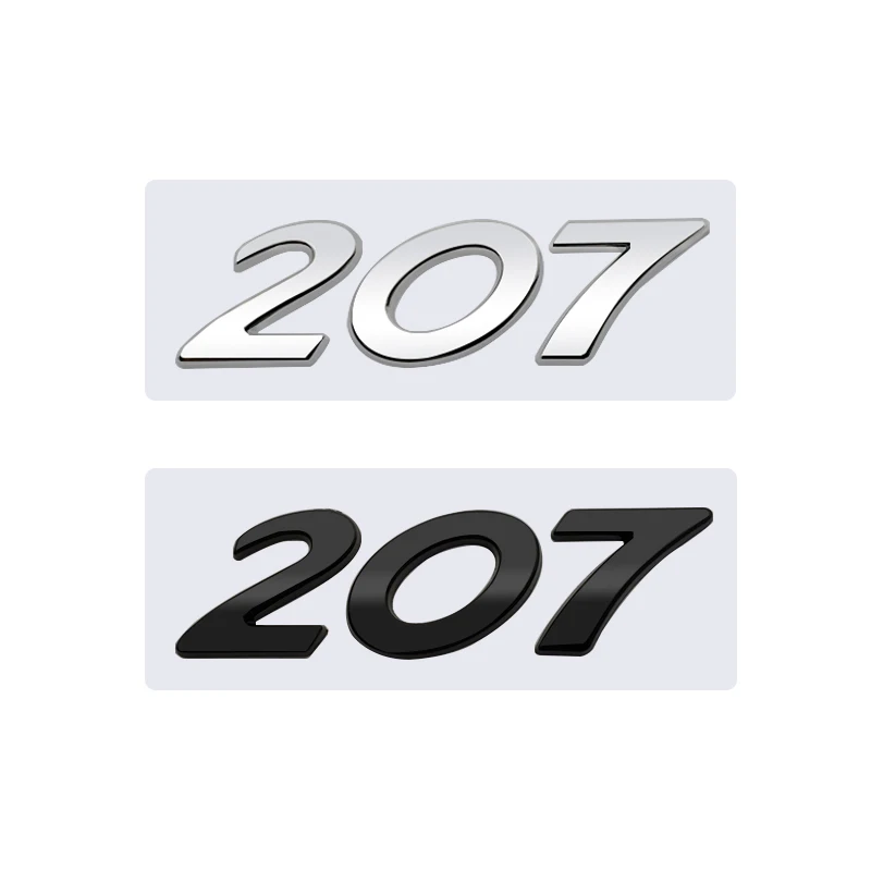 

3D Glossy Black Chrome Silver Metal Logo Emblem Badge Decal Car Sticker for Peugeot 207 Car Accessories