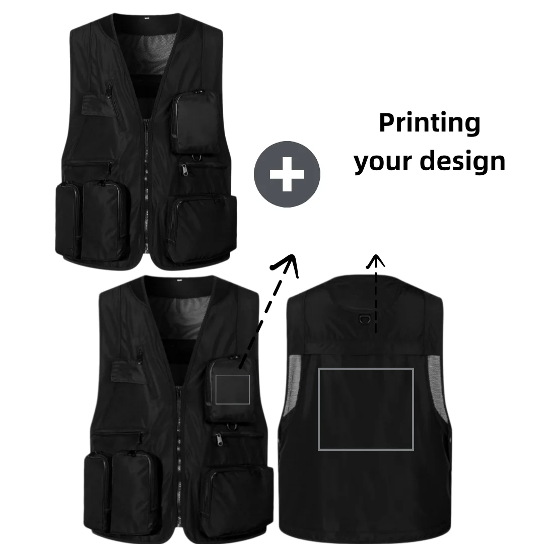 New Fishing and Maritime use Mesh Work Vest Printing LOGO Outdoor auto show event advertising vest with multiple pockets