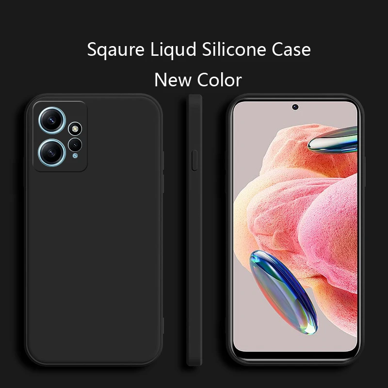 เคสโทรศัพท์ซิลิโคนสแควร์สําหรับ Xiaomi Redmi หมายเหตุ 12 4G Matte Case Redmi หมายเหตุ 12 4G เลนส์นุ่มกล้องฝาครอบป้องกัน SHELL