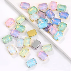 Strass cuciti 10 pezzi di diamanti di cristallo di vetro strass da cucire per ricamo opale artiglio pietre preziose accessori artigianali fai da te 13x18mm