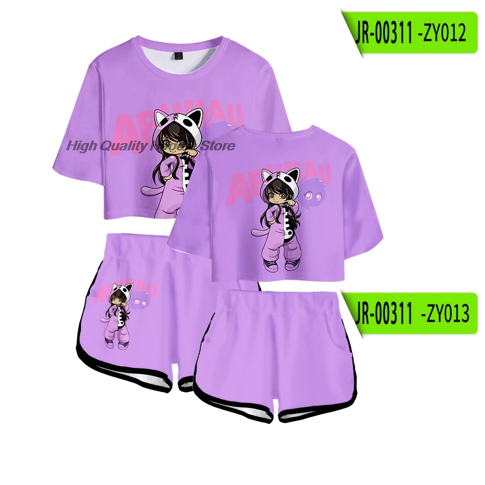 

New style Aphmau Merch kids 100-4XL Short sleeved shorts combination Funny women Clothing Sports suit Y2K cartoon casual kawaii