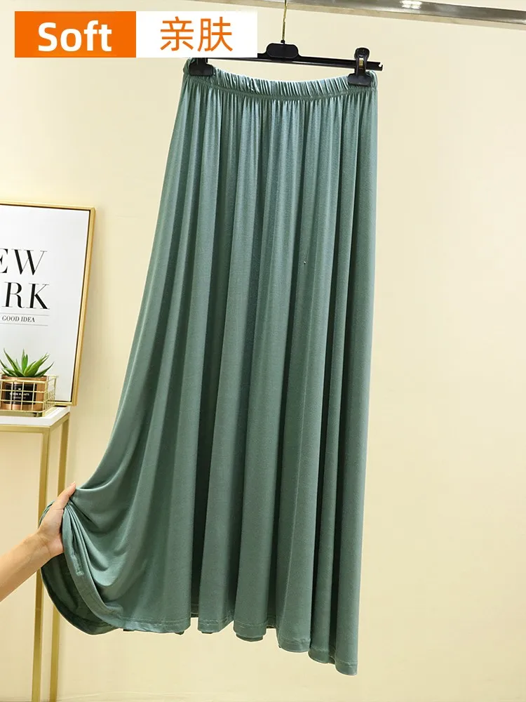 

Modal Draped A-Line Midi Skirt Women Summer Pure Color Casual Loose High Waist Umbrella Skirt Versatile Large Size Simple