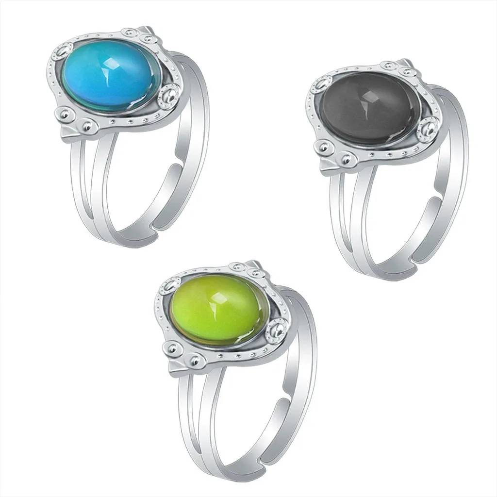 

50pcs Vintage Retro Mood Ring Oval Rings for Women Cheap Anillos Mujer Halloween Gothic Mens Rings