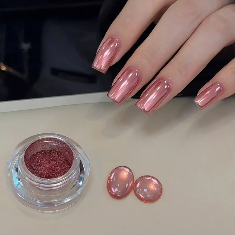 

1 шт. розовая зеркальная пудра для ногтей, зеркальная пудра для самостоятельного дизайна ногтей, художественный декор для ногтей, подходит для салонов красоты и домашнего использования.