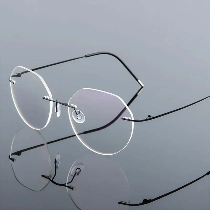 

Polygon Foldable Flexible Ultra Light Frame Myopia Eyeglasses Rimless Optical Glasses -0.5 -0.75 -1.0 -1.5 To -6.0