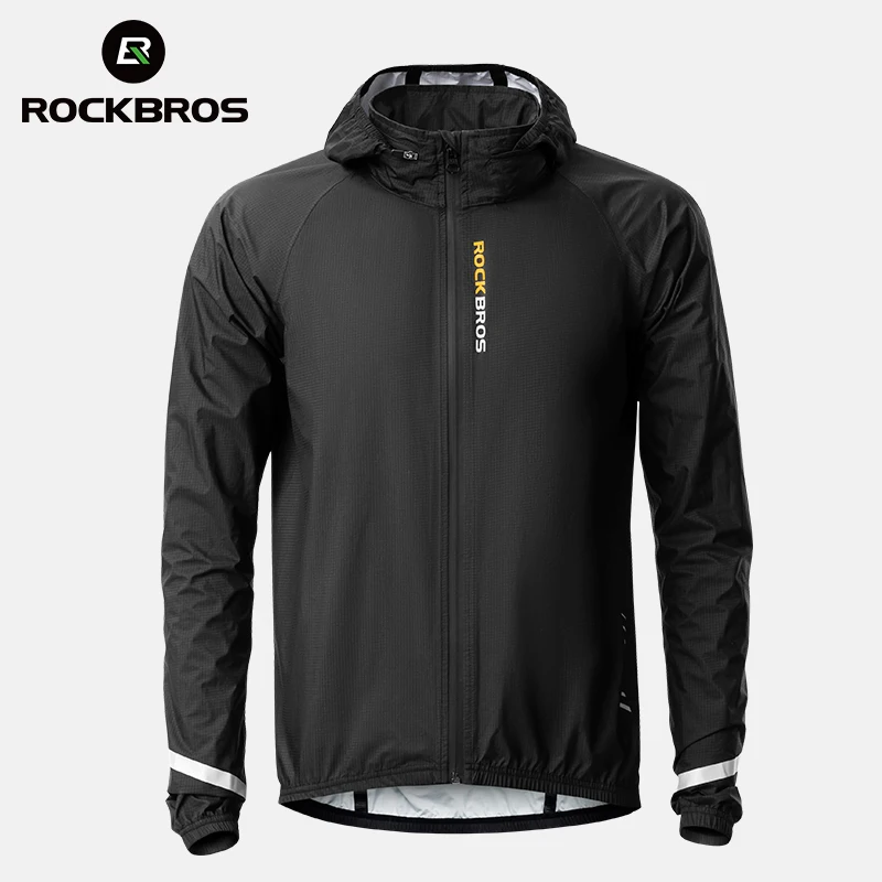 ROCKBROS Cycling Raincoat Quick Dry Breathable Lightweight Waterproof Jacket Foldable Hooded Jacket Men Outdoor Cycling Clothing