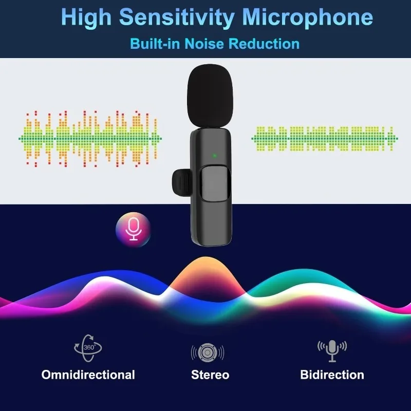 Wireless Lavalier Microphone For iPhone 15/16/17 Series Android Devices Noise Cancelling Mini Lapel Microphone for Vlogging Mic view 4