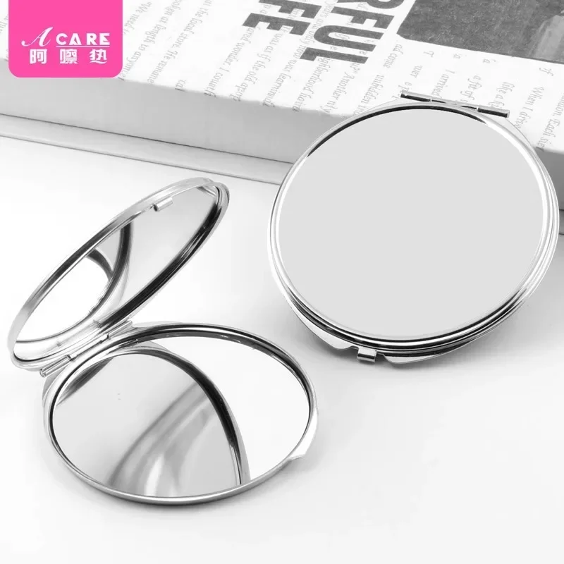 DX01/Mirror/Small/round/B1PQ2-Easy to Use Stainless Steel Portable Portable Folding Double-Sided Makeup Cute Square Mirr