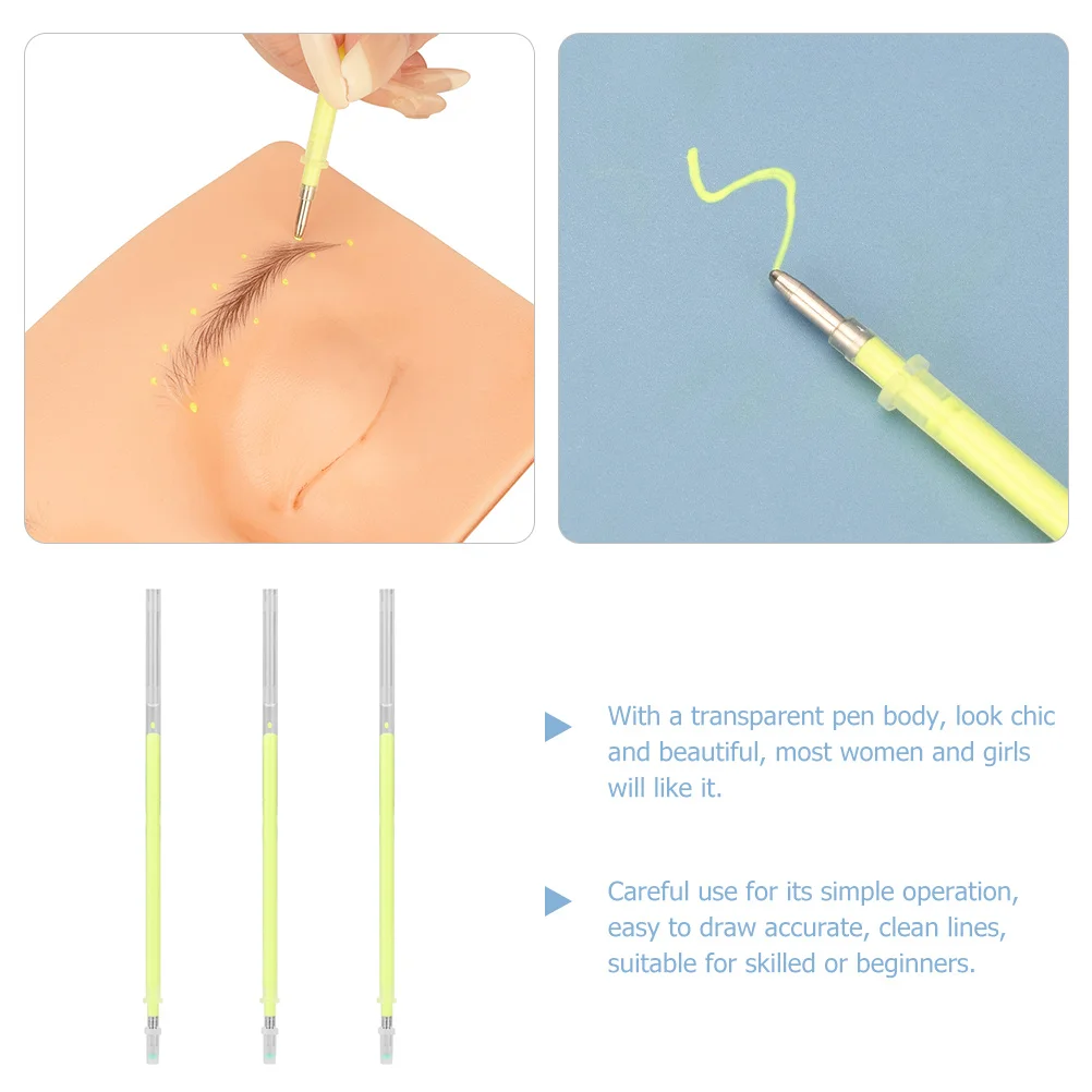 

3Pcs Transparent Marker Pen Eyebrow Tattooing Tool Skin Mapping Pen for Precise Line Drawing Portable Beauty Accessory