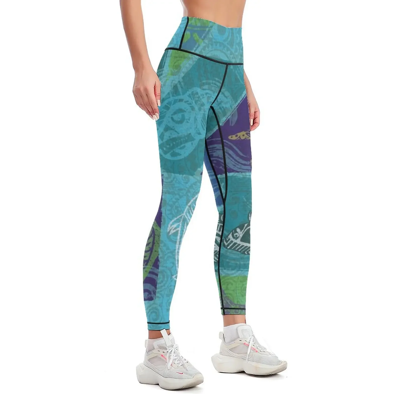 Hawaii Tribal Fish Tapa Print Leggings Women's gym fitness set gym Pants sport Sportswear woman gym Womens Leggings