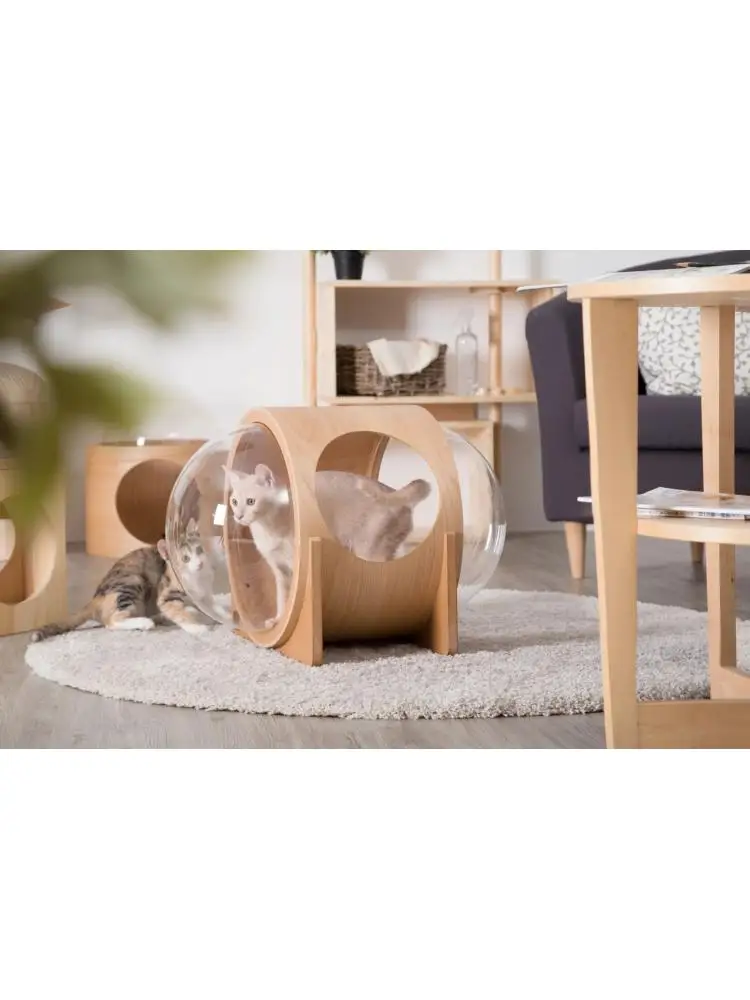 Cat Litter Space Capsule Closed Enlarged Cat Villa Four Seasons Universal Transparent Litter Warm Luxury Wooden Capsule