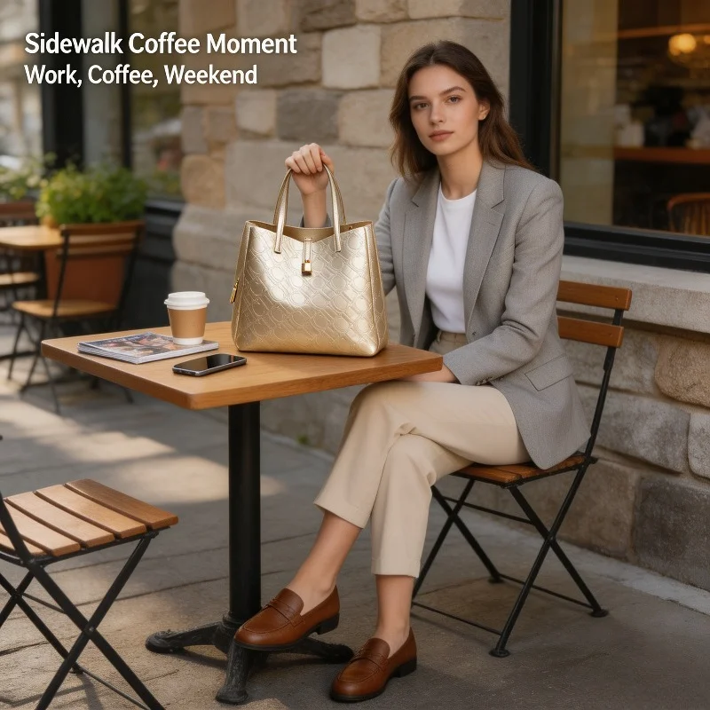 CHHC 여성용 엠보싱 레터 모노그램 토트백 인조 가죽 - Tote Bag Leather Monogram 리뷰 및 가격