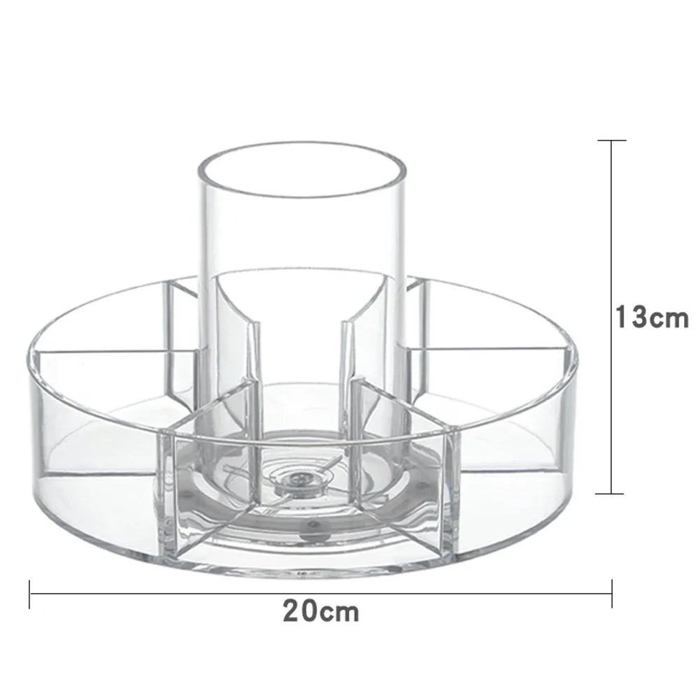 Transparent Acrylic 360 Degree Rotating Makeup Organizer for Small Space Vanity Storage 20x20x13cm Modern Design