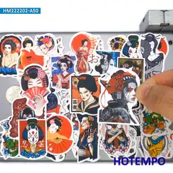 50 peças, Gueixa japonesa, Estilo Ukiyoe, Tattoo Ninja Girl, Adesivos engraçados, para telefone, bagagem, skate, bicicleta, carro, motocicleta, capacete, scrapbook, diário, guitarra, Adesivos para laptop