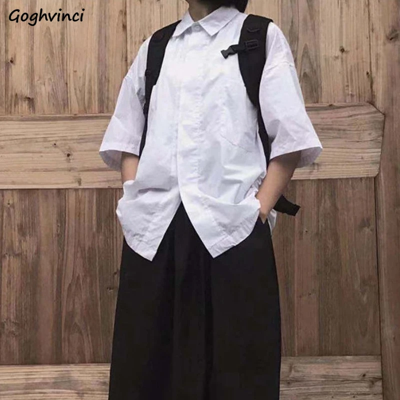 

Shirts Women Short-sleeve Japanese Style Simple All-match Students Trendy Baggy Cozy Solid Summer Ulzzang Schoolgirls Chic Ins