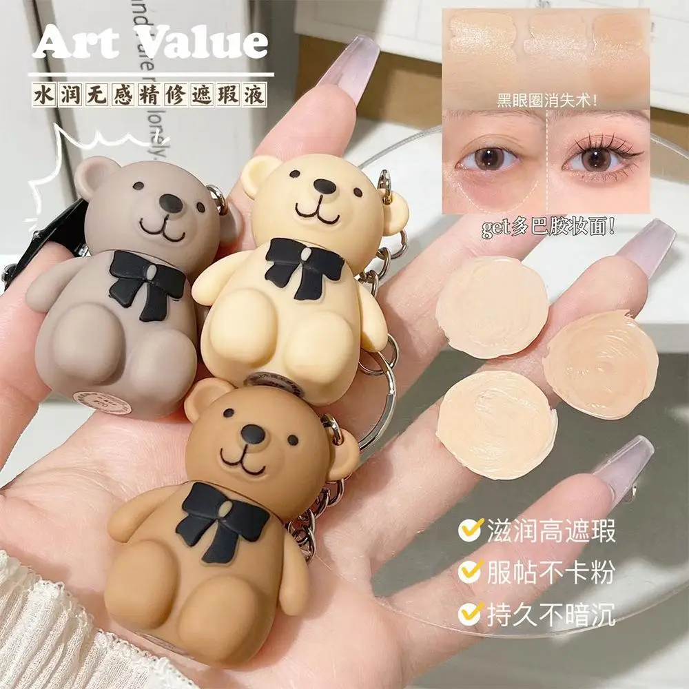 Cute Bear Concealer Keychain Cover Spot Pimples Print Dark Eye Circles Tear Line Brightening Eye Modify Face Contour Makeup