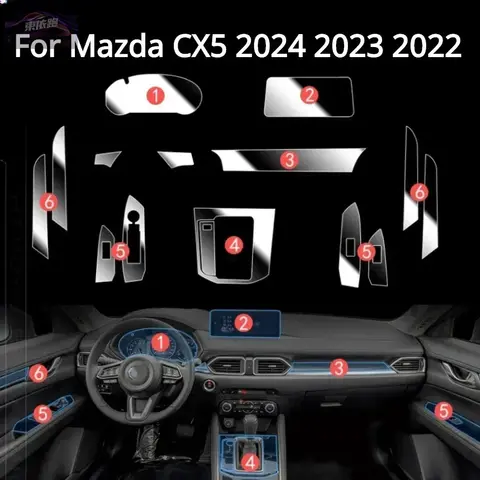PPF Protection Film For Mazda CX5 CX30 2024 2023 2022 Interior Accessories Transparent TPU Gear Panel GPS Center Console Sticker