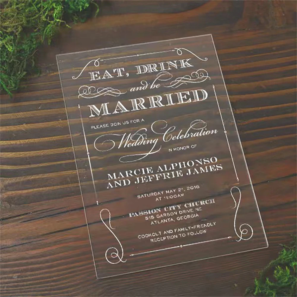 

Custom Design UV Printing Acrylic Wedding Banquet Birthday Invitation Card