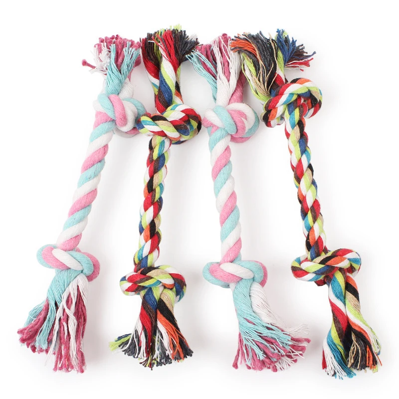 1 pçs aleatório animal de estimação filhote de cachorro mastigar brinquedo algodão nó corda molar brinquedo durável corda de cânhamo nó brinquedo do cão pet dentes limpeza suprimentos