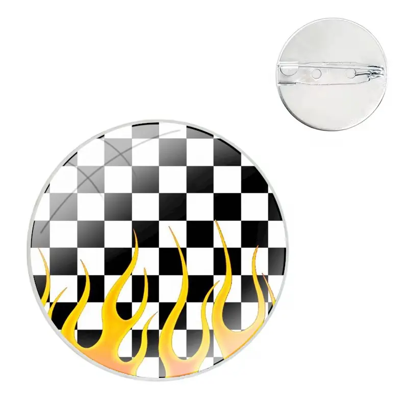 Pins Badge Metal Brooches For Clothes Backpack Decoration gift Black and white chess board